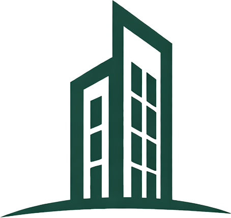 Logo de Gestion Connexion Métropolitaine : silhouette verte de deux tours.